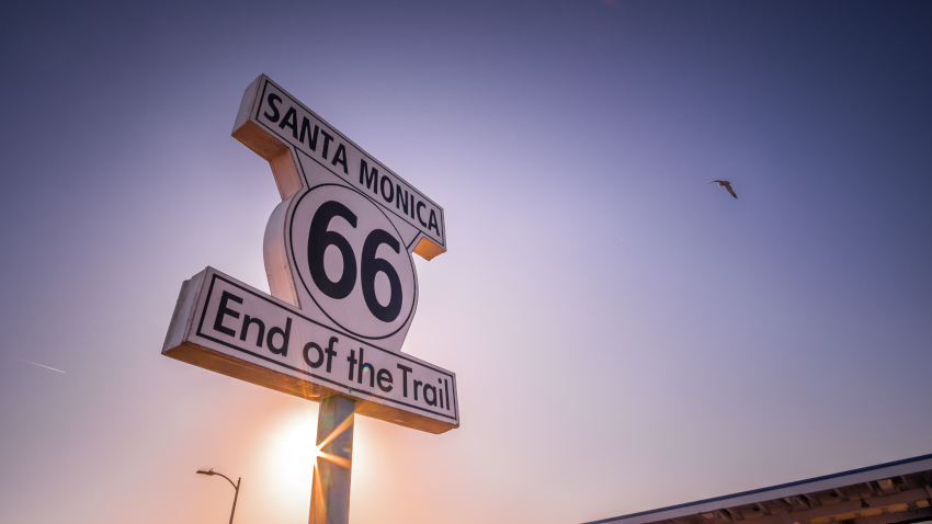 Route 66 Sign, Santa Monica Pier, Santa Monica, California