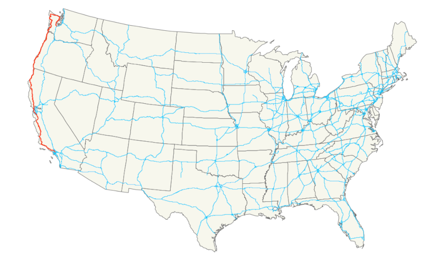 The Pacific Coast US-101 Map