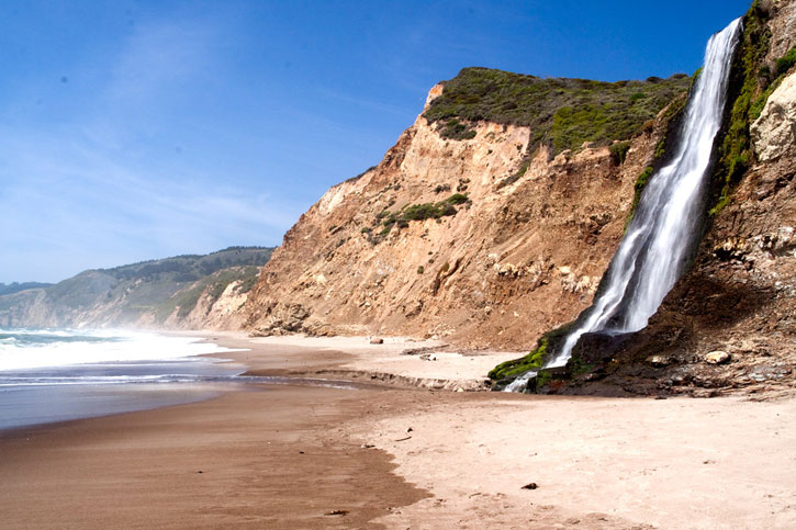 waterfall on the beach California